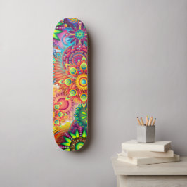 Funky Retro Mönster Abstrakt Boho Old School Skateboard Bräda 21,6 Cm