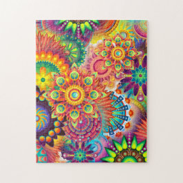 Funky Retro Mönster Abstrakt Boho Pussel