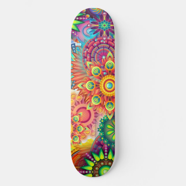 Funky Retro Mönster Abstrakt Boho Skateboard Bräda 20 Cm (Framsida)