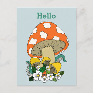 Funky Retro Mushroom Vykort