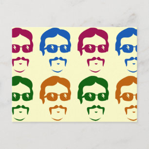 Funky Retro Mustache Man Vykort