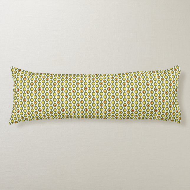 Funky Retro Olive Bead Anpassningsbar Färg Mönster Kroppskudde (Framsidan)