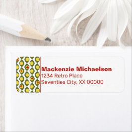 Funky Retro Olive Bead Anpassningsbar Färg Mönster Returadress Etikett