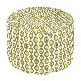 Funky Retro Olive Bead Anpassningsbar Färg Mönster Rund Puff