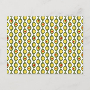 Funky Retro Olive Bead Anpassningsbar Färg Mönster Vykort