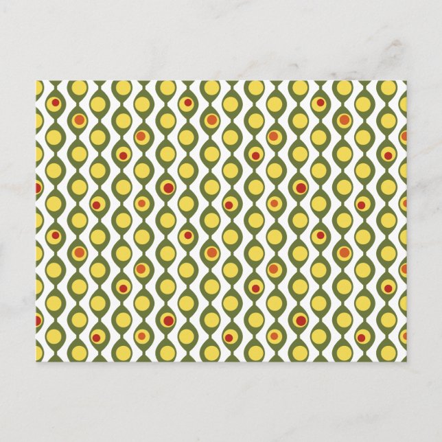 Funky Retro Olive Bead Anpassningsbar Färg Mönster Vykort (Framsida)
