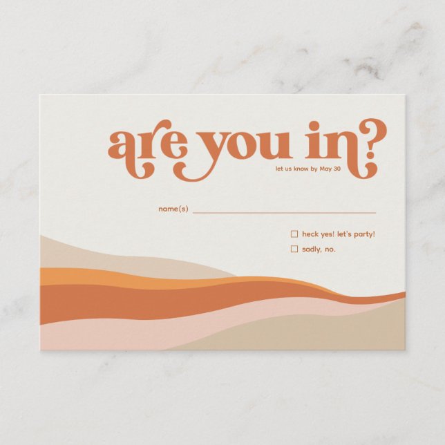 Funky Retro Orange Peach och Guld OSA Reply Card (Framsida)
