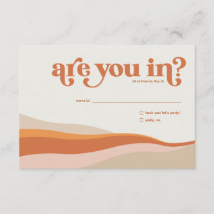 Funky Retro Orange Peach och Guld OSA Reply Card Kort