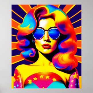Funky Retro Pop Art Mode Poster