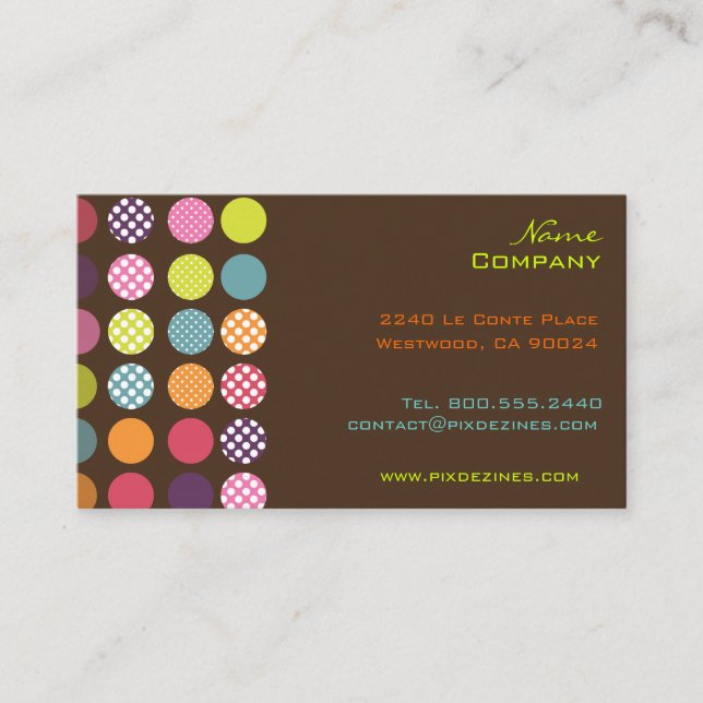 Funky retro prickar prickar / DIY bakgrundsfärg Visitkort (Framsida)