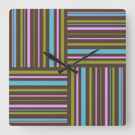 Funky (retro rand brun, rosa, akvavur) fyrkantig klocka