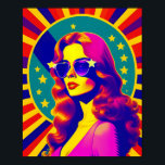 Funky Retro Sunglasses Pop Girl Poster<br><div class="desc">Gå tillbaka till fredens dagar, kärlek och blomsterkraften med denna fantastiska popkonst-skapelse. En fängslande psykedelisk flicka, som donerar ett par solglasögon från trendiget, skiner mot en bakgrund av det ikoniska stars och stripes. Med sitt djärva färg, sin kreativa vib och sin moderna popkonsdesign är biet ett måste för alla som...</div>