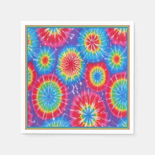 Funky Retro Tie Dye Napkins Pappersservett (Framsidan)