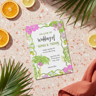 Funky Ritad Tropical Blommigt Bröllop Inbjudningar