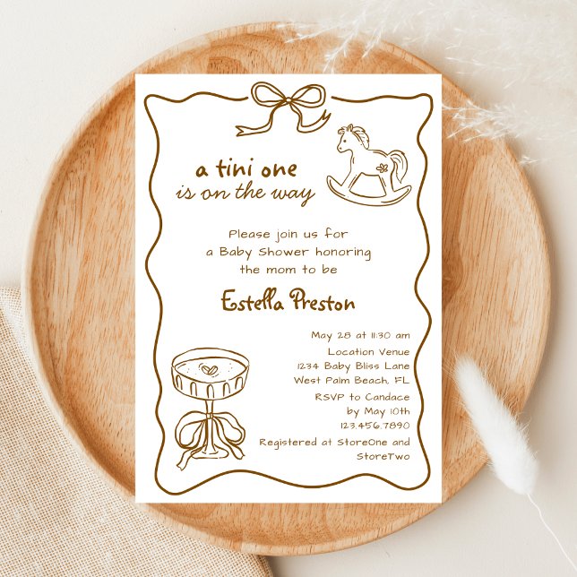 Funky Rocking Horse Espresso Martini Baby Shower Inbjudningar (Skapare uppladdad)