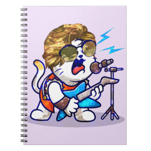 Funky Rockstar Cat - Coola Music Älskare Kattunge Anteckningsbok