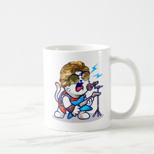 Funky Rockstar Cat - Coola Music Älskare Kattunge Kaffemugg