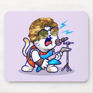 Funky Rockstar Cat - Coola Music Älskare Kattunge Musmatta