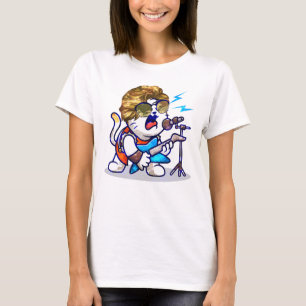 Funky Rockstar Cat - Coola Music Älskare Kattunge T Shirt