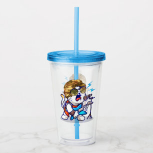 Funky Rockstar Cat - Coola Music Älskare Kattunge Take Away Mugg