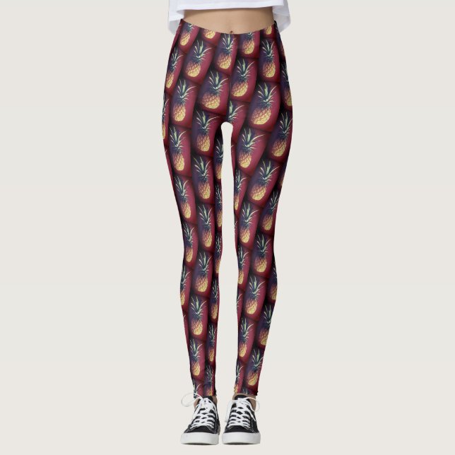 Funky röda läckra ananas-läggings leggings (Framsida)