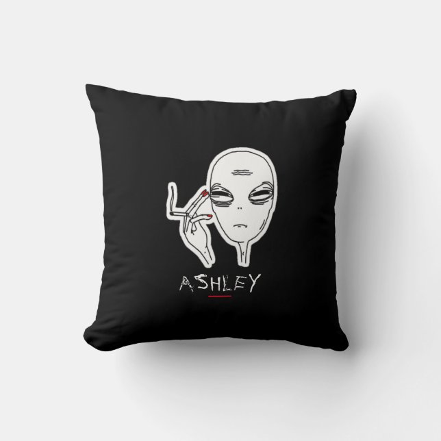 Funky Rökning Alien W/Red Nagel Personlig Kudde (Framsida)