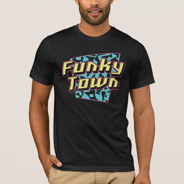 Funky, roligt, teckensnittstext, disco t shirt (Framsida)