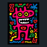 Funky Rosa Alien - Neon Pop Art Quirky Monster Poster<br><div class="desc">Den här rosa utomjordingen är en viskös fullt av nyenergi. Omgiven av lekfulla doodlar och glödande former är det ett måste för popkonst älskare och alla som kärlekar funky och färglös hemdekoration.</div>