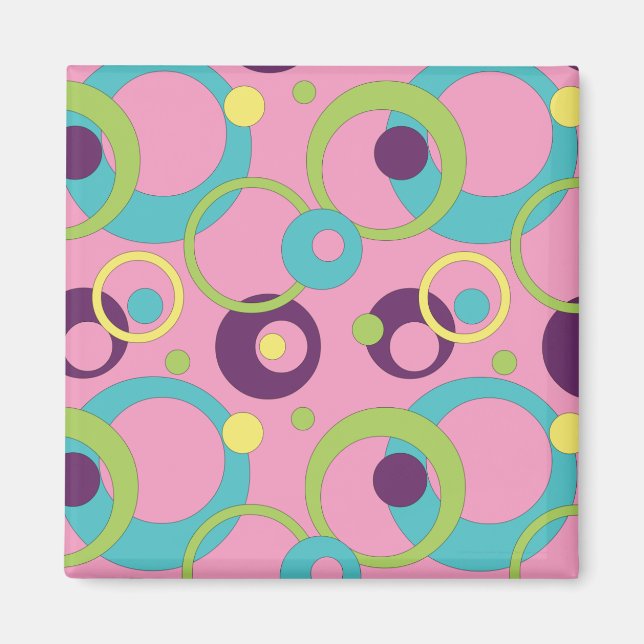 Funky Rosa Circles Magnet (Framsidan)