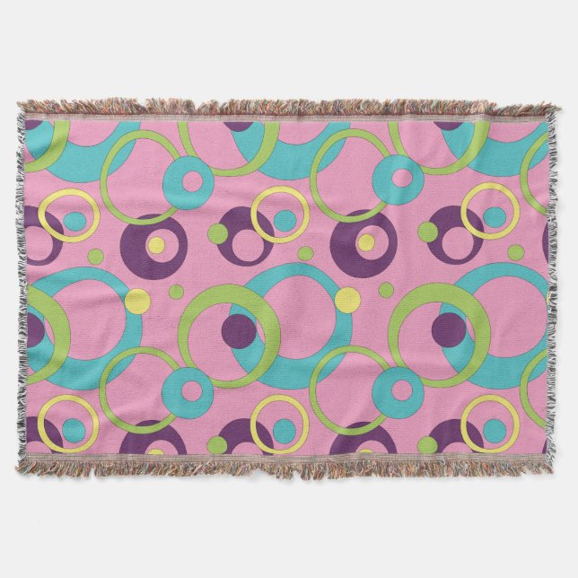 Funky Rosa Circles Throw Blanket Blanket Mysfilt (Framsidan)