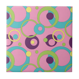 Funky Rosa Circles Tile Kakelplatta