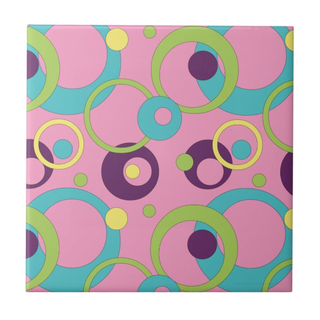 Funky Rosa Circles Tile Kakelplatta (Framsidan)