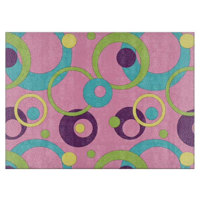 Funky rosa cirklar Glas skärbräda (Framsidan)
