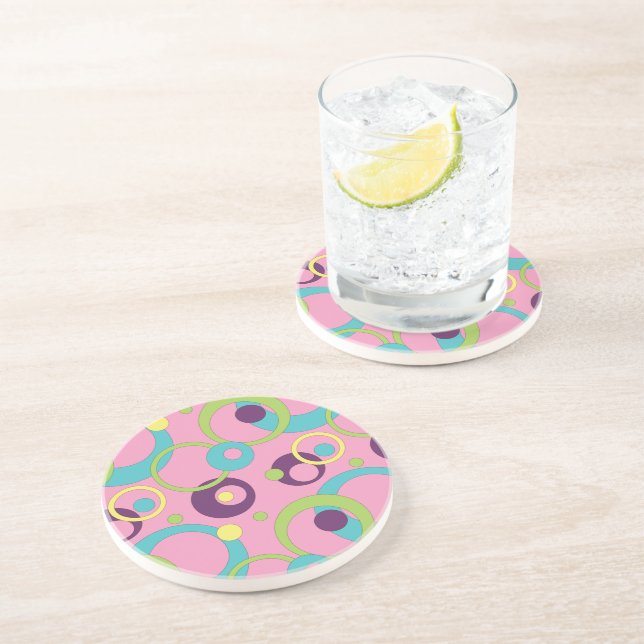 Funky rosa cirklar Sandstens Coaster Underlägg (Sidan)