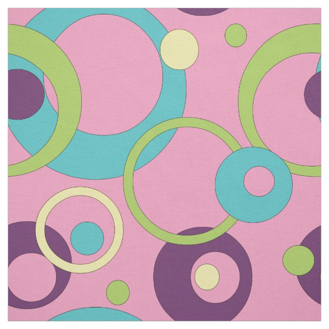 Funky Rosa Cirklar Tyg (Provkarta)