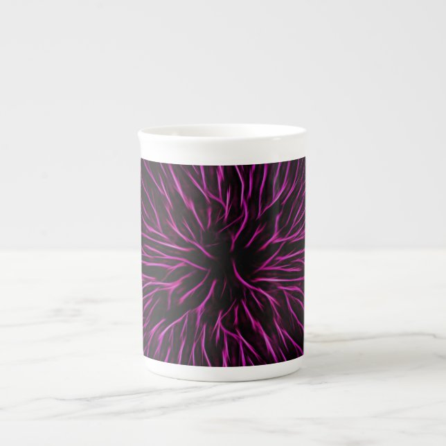 Funky Rosa Fire Flower Abstrakt Benporslin Mugg (Framsidan)