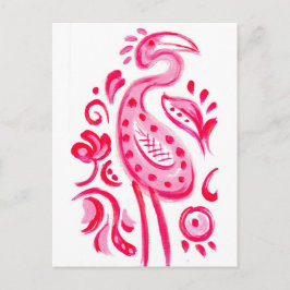 Funky Rosa Flamigo Paisley Mönster Vykort