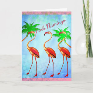 Funky Rosa Flamingos Grattis på födelsedagen Kort