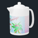 Funky Rosa Flamingos Handflatan Träd Blå himmel<br><div class="desc">Funky Rosa Flamingos Handflatan Träd Blå himmel Whimsical rosa Flamingo illustrerar blå himmel med handflatan träd och lägger till Bokeh bling. Designad av stor design</div>