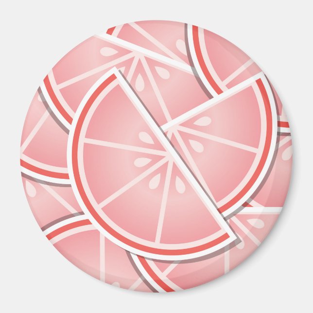 Funky rosa grapefruit wedons magnet (Framsidan)