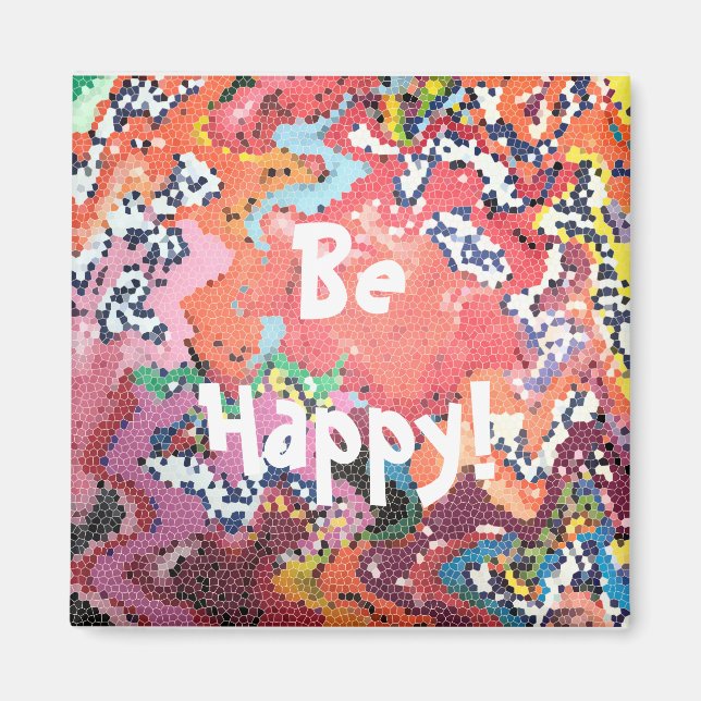 Funky Rosa Klistra in Abstrakt Magnet (Framsidan)