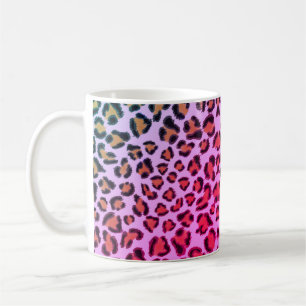 Funky rosa och orange leopard cheetah mönster kaffemugg