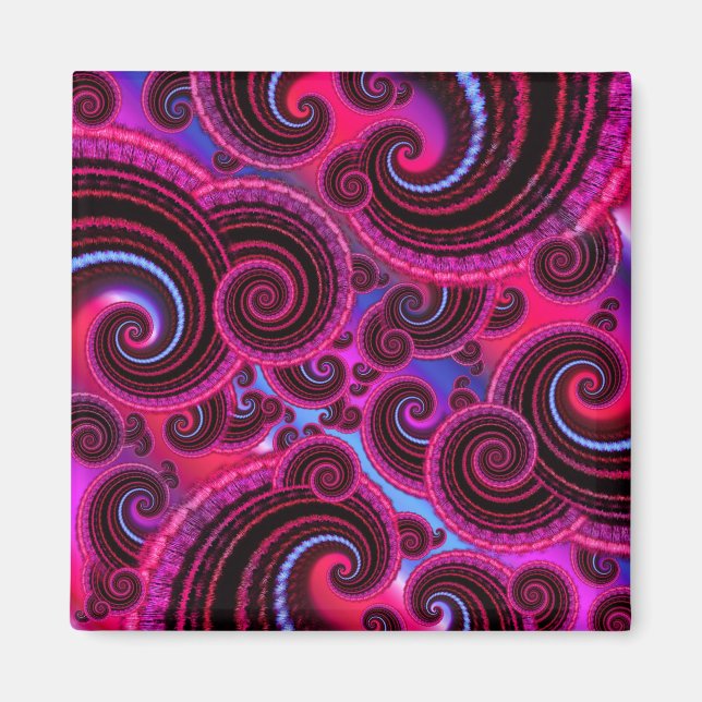 Funky Rosa och turkos Swirl Mönster Magnet (Framsidan)