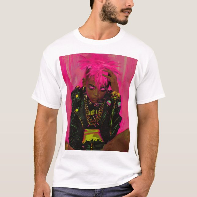 Funky Rosa Punk Personlig T-Shirt med AR-45 De (Framsida)