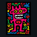 Funky rosa utomjordinge – Neon Pop Art Excentrisk Poster<br><div class="desc">Ljust, djärvt och funky – den här rosa utomjordingen är ett excentriskt monster fullt av neonenergi. Omgiven av lekfulla klotter och lysande former är det ett måste för popkonstälskare och alla som älskar funky och färgrik heminredning.</div>