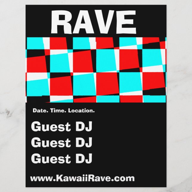 Funky Rutiga Anpassade Rave- Flyers (Framsidan)