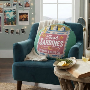 Funky Sardine Kustsjömat Rund Kudde