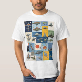 Funky Sci-Fi Retro Alien Spaceships T Shirt