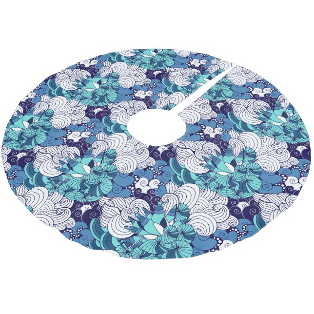 Funky Seashell Mönster Julgransmatta Borstad Polyester (Vinklad)