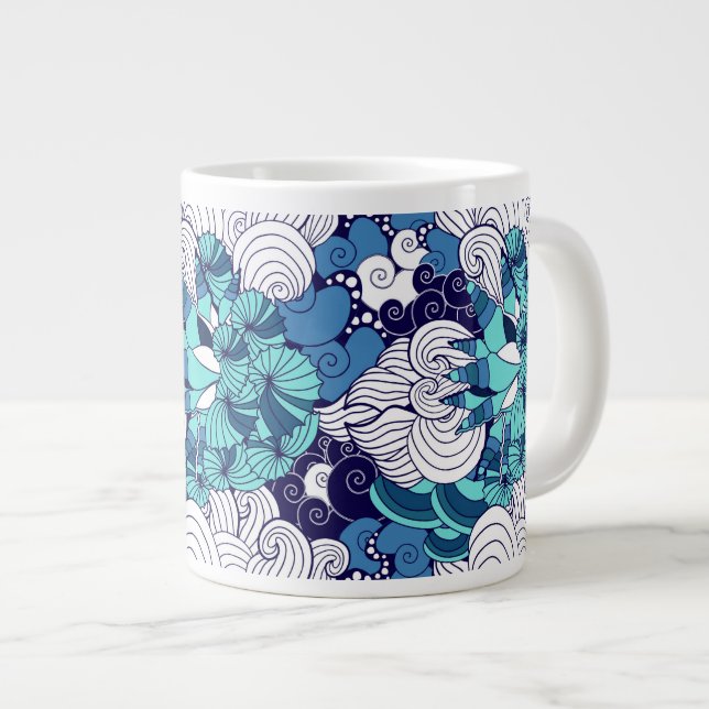 Funky Seashell Mönster Jumbo Mugg (Framsida höger)